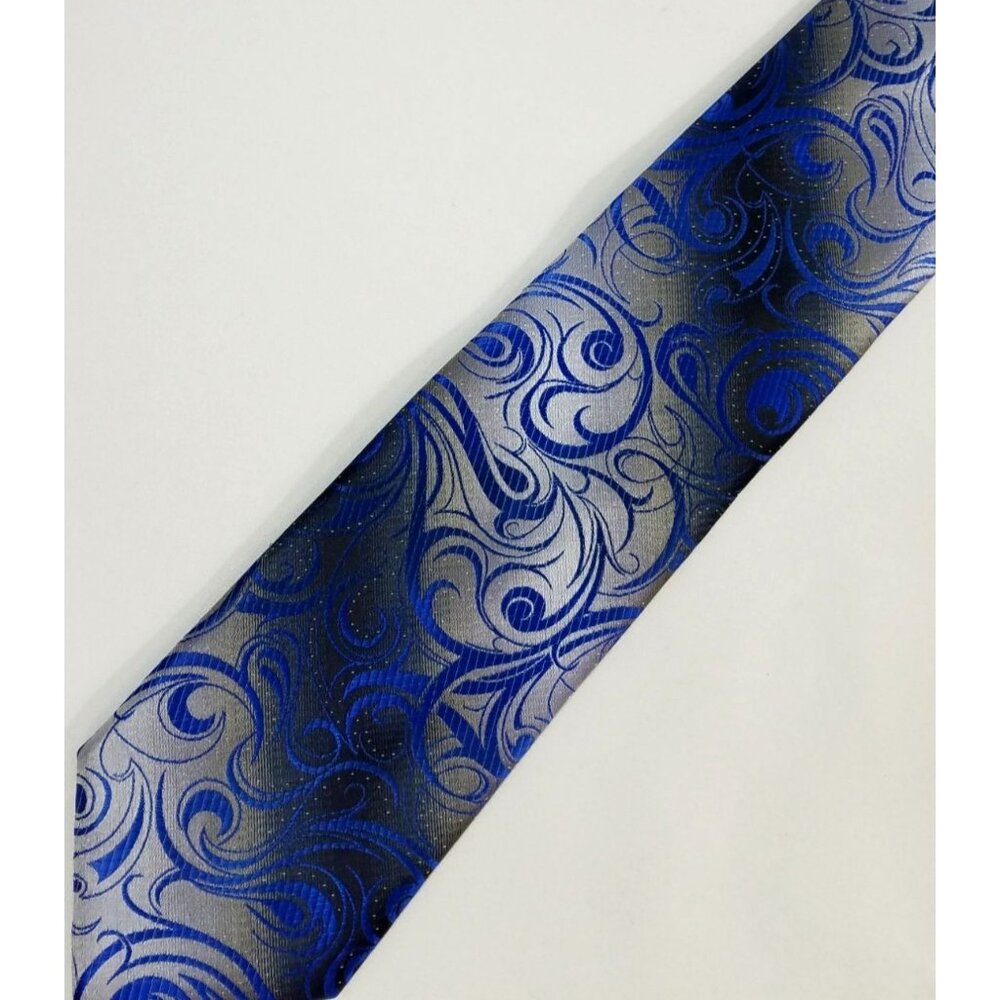 Madison Mens Necktie Blue & Gray Paisley 59" X 3.25"  Hand Made